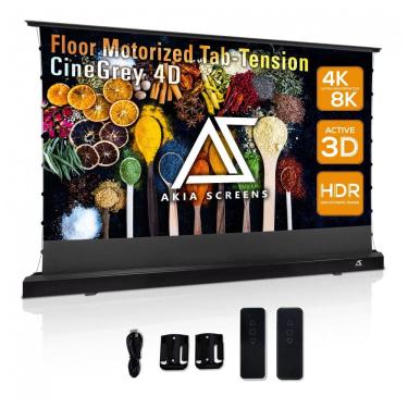 Imagem de Tela de projeção motorizada floor-rising 101" AKIA SCREENS CineGrey 4D ALR 110V para projetor de longo alcance