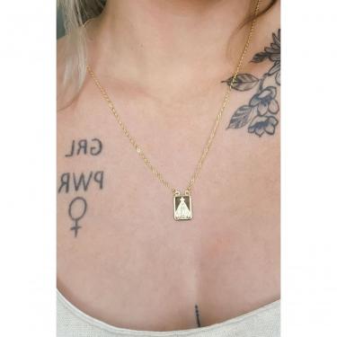 Imagem de Escapulário Floratta Joias com Mini Medalhas Banhado em Ouro 18K 70CM Dourado Unissex