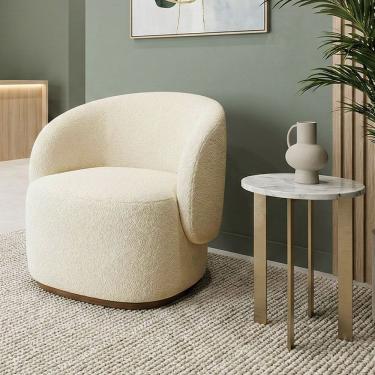 Imagem de Poltrona Orgânica Premium Ideal Para Recepção Clinica Design Curvo E Confortável Bouclê Italiano Beg