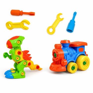 Imagem de Dino Rex e Trem Monta e Desmonta com Chave Educativo - OM Utilidades E