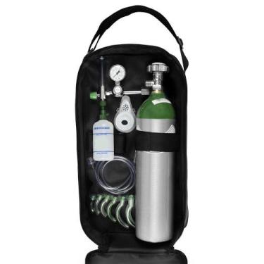 Imagem de Kit Oxigênio Portátil 3 Litros Alumínio com Bolsa Preta Sem Carga - Co