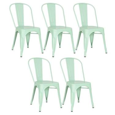 Imagem de Kit 5 Cadeiras Laráz Iron Tolix industrial - Verde Claro - Laraz