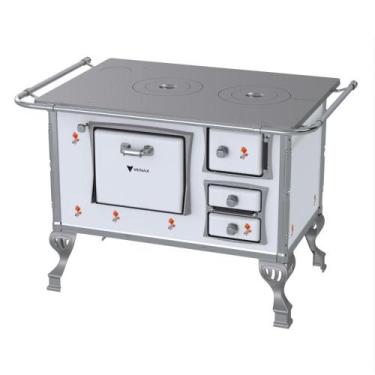 Imagem de Fogao a Lenha Venax GII n 2 Branco Flor, SAIDA ESQUERDA