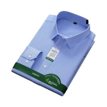 Imagem de Camisa Social Masculina Branca Slim Fit Antirrugas De Manga Longa Para