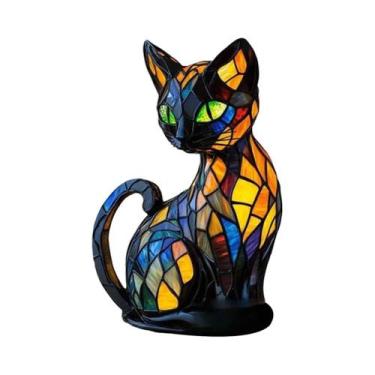 Imagem de Luminária De LED Em Resina De Gato Fofo, Abajur De Cabeceira, Estatuet