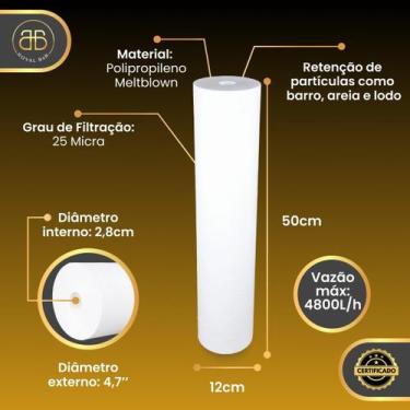 Imagem de Refil Cartucho Filtro Polipropileno Big Blue 20'' 25 Micras Branco - R