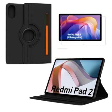 Imagem de Kit Capa Giratória + Película para Tablet Redmi Pad 2 11 Porta Caneta 