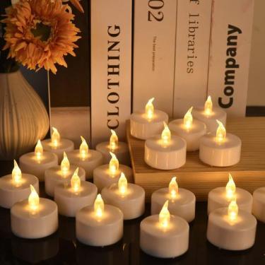 Imagem de Velas Tea Light Biyanuo Flameless LED, pacote com 200 unidades, vermel
