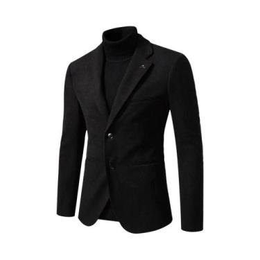Imagem de Blazer Masculino Slim Fit De Cor Sólida Com Bolso Para Outono/Inverno 