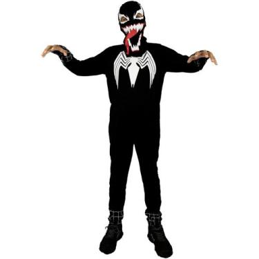 Imagem de Fantasia Venom Infantil Longo Com Gorro - Fantasias Carol EF, Preto, P