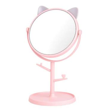 Imagem de Espelho Mesa Maquiagem Gatinho com Ganchos e Base Porta Jóia - Interpo