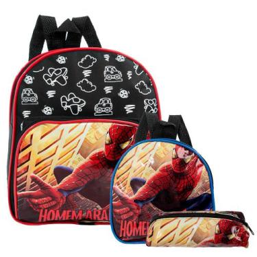 Imagem de Mochila Escolar Homem Aranha Herói Costa Lancheira+Estojo - TOYS 2U