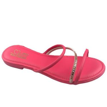 Imagem de Rasteirinha Sandália Flat Ibiza Menina Com Brilho Strass - Kidy, Pink,