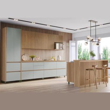 Imagem de Cozinha Modulada Completa Rainha Gourmet Nesher Ripada MDF Com 10 Peça