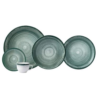 Imagem de Aparelho de Jantar 20 Peças Esfera Verde em Porcelana Resistente a Micro-ondas e Lava-louças Schmidt