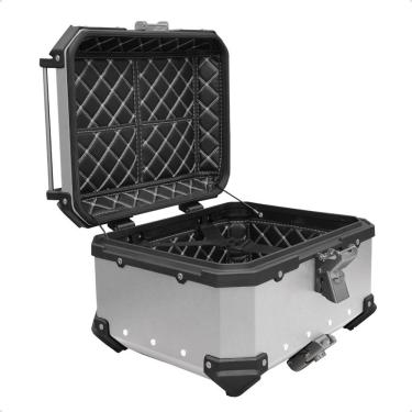 Imagem de Baú Traseiro para Moto 35L Modelo 35L-T em Alumínio Prata com Placa de Base Universal Tronos