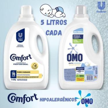 Imagem de Kit Lava Roupas Omo e Amaciante Comfort Puro Cuidado Roupas Finas de B