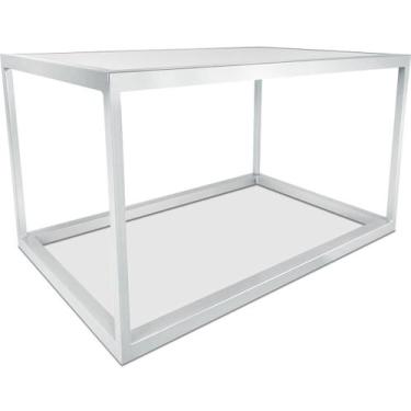 Imagem de Mesa De Centro Goldin Retangular Para Sala Decoração Branco/Branco - G