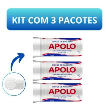 Imagem de Kit 3 Disco de Algodão Apolo 35g Para o Rosto Limpeza Facial Remoção d