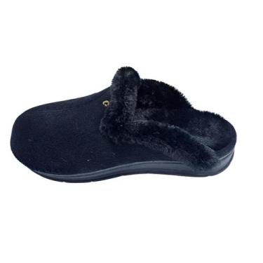 Imagem de Pantufa Pegada Feminina Camurça Lã Comfort Walk Preta -, 37