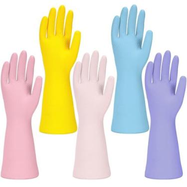 Imagem de Luvas de cozinha Jsocoah, 5 pares, borracha, tamanho médio, antiderrap