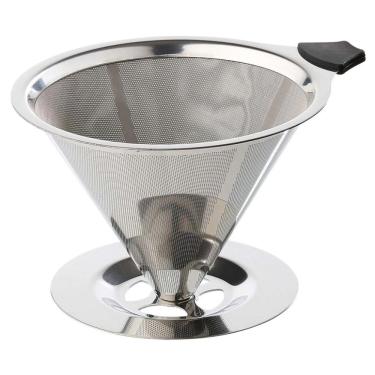 Imagem de Coador de Café em Aço Inox Peneira Reutilizável Camada Dupla sem Filtro de Papel Prata