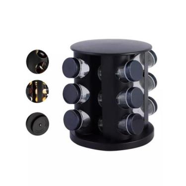 Imagem de Conj porta condimentos d1343 preto 12pcs c/ suporte giratorio dolce ho