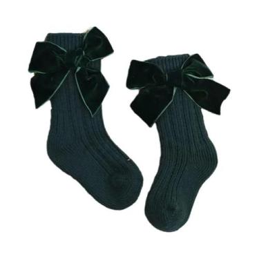 Imagem de Meias De Natal Para Meninas, Até O Joelho, Em Algodão, Com Laço, Aquec