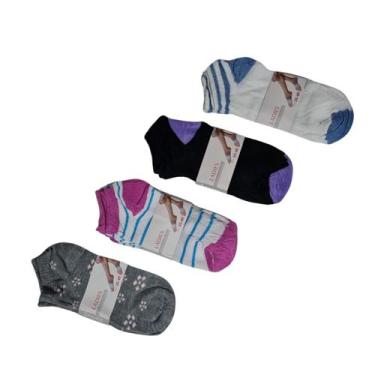 Imagem de Kit com 12 Pares Meias Femininas Adulto Sortidas Cano Curto - Fashion 