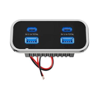 Imagem de Tomada USB 12V Para RV 76W Com Carregador De Painel De Parede Duplo PD