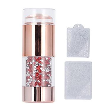 Imagem de Carimbo de arte para unhas, cabeça dupla de silicone elástico macio com placas de estampagem para salão de unhas doméstico para superfície delicada de unhas