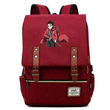 Imagem de Mochila escolar Kamado Nezuko Demon killer Character Retrô mochila para laptop, mochila de lona unissex, Vermelho, Large, Clássico