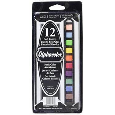Imagem de Derwent Pastéis quadrados macios Alphacolor, multicoloridos, 12 pastéis por conjunto (105007)