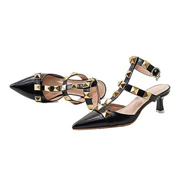 Imagem de Sandálias Femininas + Moda de Salto Alto + Sandálias de Salto Alto de Verão + Sapatos Femininos com Alça Tornozelo + Salto Alto de Casamento + Sapatos com Plataforma de Tornozelo Feminino-Preto_37