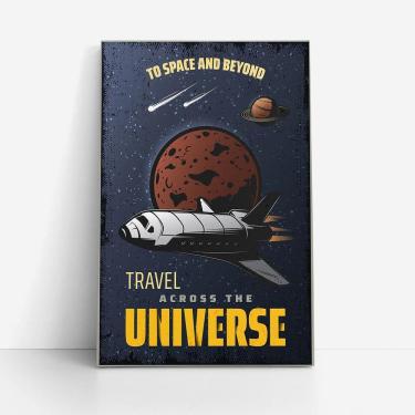 Imagem de Quadro Viagem Pelo Universo Foguete Planetas Canvas 60X40Cm