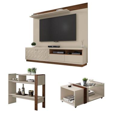 Imagem de Conjunto Sala Kit Rack Painel Aparador Mesa Renda Caemmun