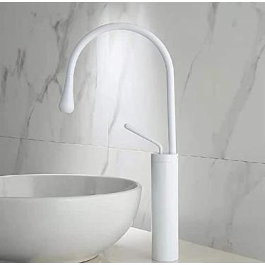Imagem de Torneira de bacia monocomando 360 rotação bico misturador de bronze torneira para cozinha ou banheiro bacia de água pia misturador, branco, alto, China