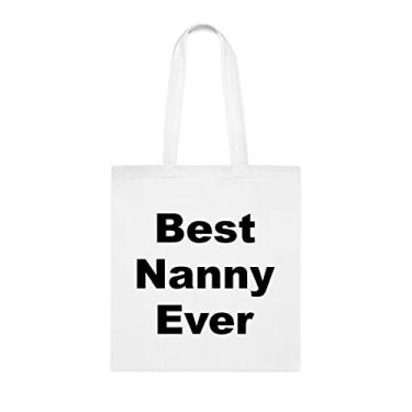 Imagem de Bolsa Tote Babá, Bolsa Best Nanny Ever (Melhor babá), Presente para babá, Bolsa de ombro para babá, Bolsas reutilizáveis para babá, Ideia de de Natal, Branco
