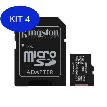 Imagem de Kit 4 Cartão De Memória 32gb Kingston 100Mbs MicroSD Classe