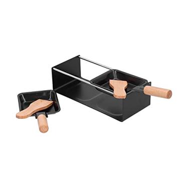 Imagem de Frigideira para churrasqueira, grelha doméstica portátil com cabo de madeira para churrasco