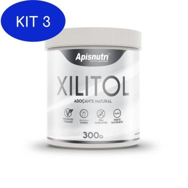Imagem de Kit 3 Xilitol Adoçante Natural Apisnutri  300 G 