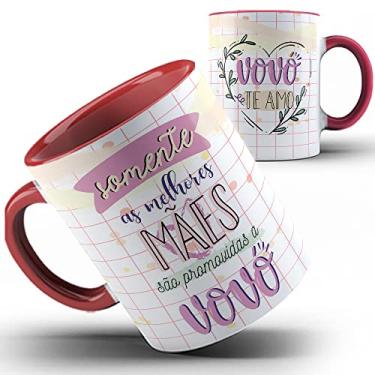 Imagem de Caneca vermelha xícara melhores mães promovida Vovó avó