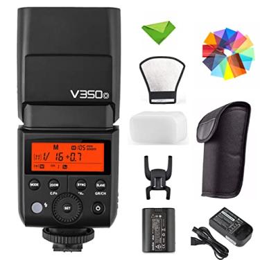 Imagem de Godox Flash V350O para câmera Olympus Panasonic 1/8000s GN36 HSS Flash com bateria recarregável de 2000mAh 500 vezes Flash de potência total 0,1s-1,7s Tempo de reciclagem para câmera Olympus Panasonic