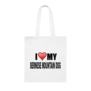 Imagem de I Love My Bernese Mountain Dog Tote Bag, Bernese Mountain Dog Presente Bernese Mountain Dog, Aniversário Bolsa de Ombro Bernese Mountain Dog, Bolsa de