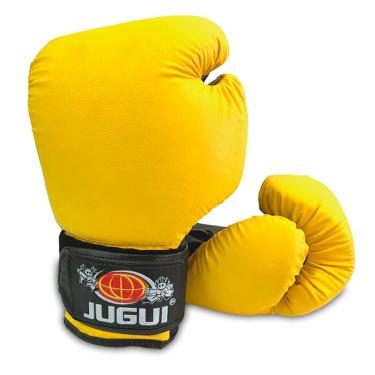 Imagem de Luvas de Kick Boxe Muay Thai Sanda - Lisa - Amarela - 12 Oz - Jugui