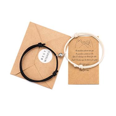 Imagem de Tarsus Conjunto de pulseiras para casais, votos de amor eterno, joias presentes para casal, melhor amigo, One Size, Aço inoxidável Nylon, Ágata