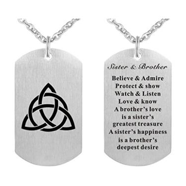 Imagem de Freedom Love Presente Irmã e Irmão Etiqueta para Cachorro Colar ou Chaveiro Pingente de Símbolo Celta Família