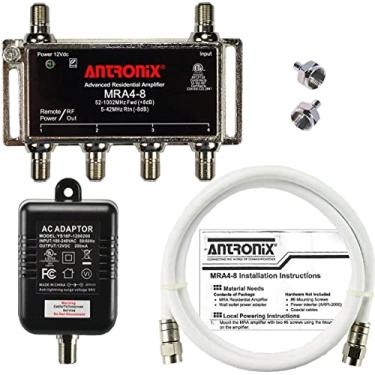 Imagem de Cabo de 4 portas TV/Antena/HDTV/Amplificador de sinal digital de Internet/Booster/Splitter com retorno passivo, cabo coaxial, terminadores F59 (Antronix MRA4-8)