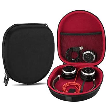 Imagem de Linkidea Estojo de transporte de fones de ouvido compatível com Jabra Evolve 65, 65UC, 40, 40 UC, 20 UC, bolsa de viagem protetora com cabo, armazenamento de carregador (preto)
