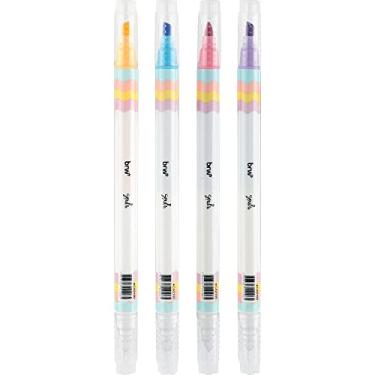 Imagem de Kit Marca Texto Apagável Ponta Dupla 4 Cores - BRW